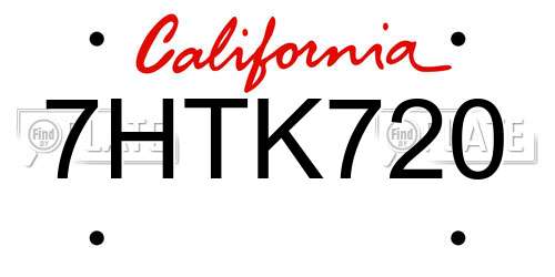 7HTK720 California License Plate