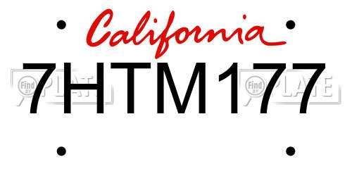 7HTM177 California License Plate