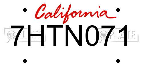 7HTN071 California License Plate
