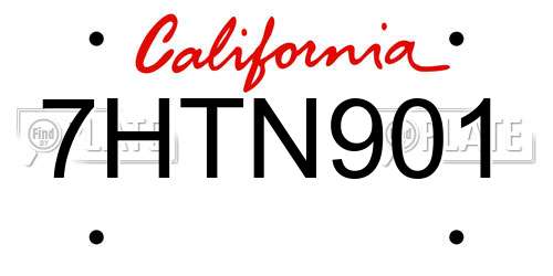 7HTN901 California License Plate