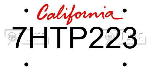 7HTP223 California License Plate