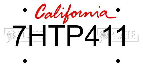 7HTP411 California License Plate