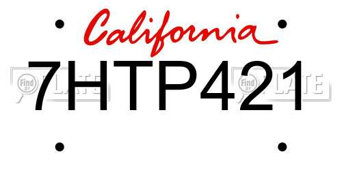 7HTP421 California License Plate