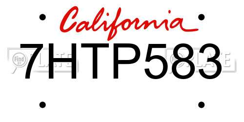7HTP583 California License Plate