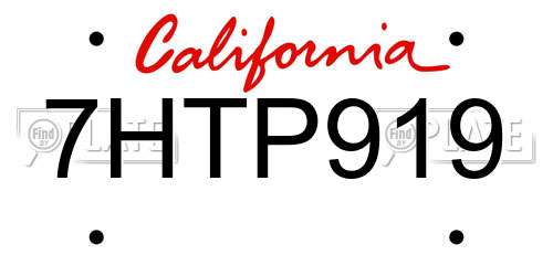 7HTP919 California License Plate