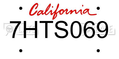 7HTS069 California License Plate
