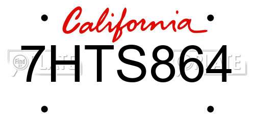 7HTS864 California License Plate