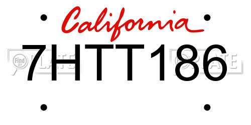7HTT186 California License Plate