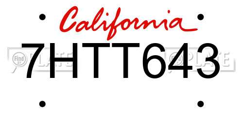 7HTT643 California License Plate