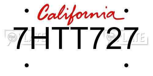 7HTT727 California License Plate