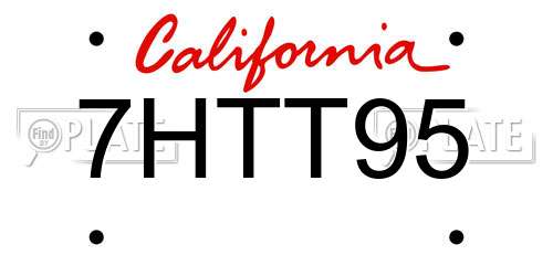 7HTT95 California License Plate