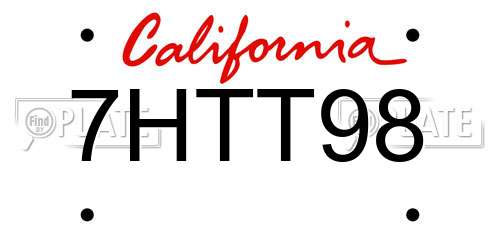 7HTT98 California License Plate