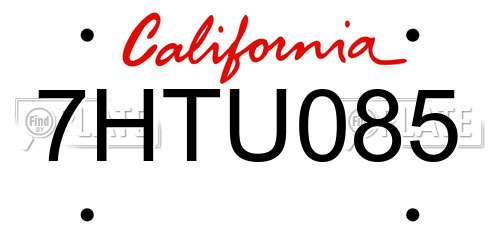 7HTU085 California License Plate