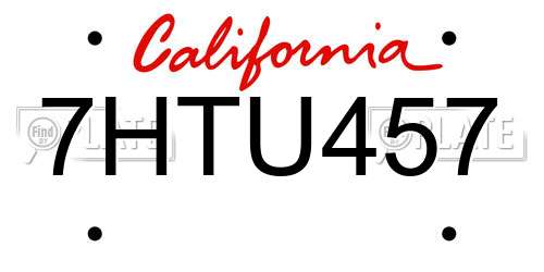 7HTU457 California License Plate