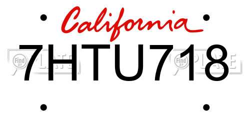 7HTU718 California License Plate
