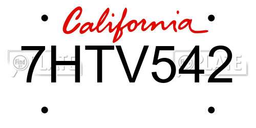 7HTV542 California License Plate