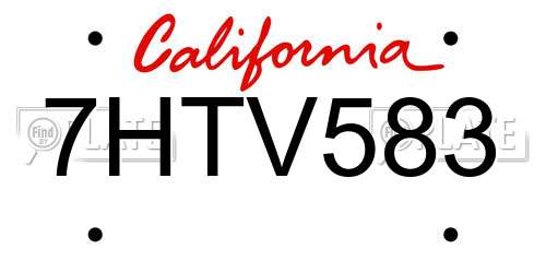 7HTV583 California License Plate