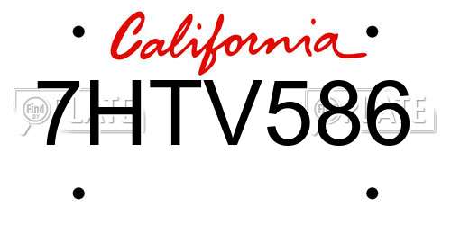 7HTV586 California License Plate