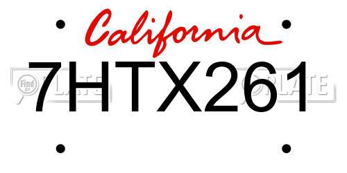 7HTX261 California License Plate