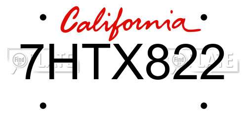 7HTX822 California License Plate