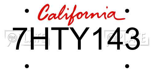7HTY143 California License Plate