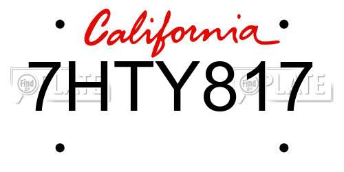 7HTY817 California License Plate