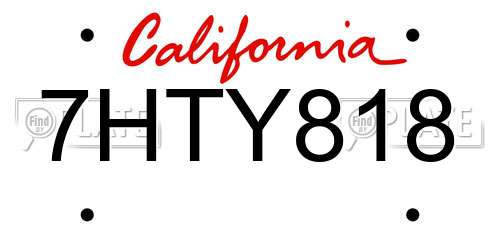 7HTY818 California License Plate