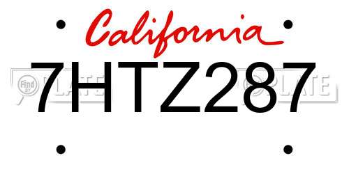 7HTZ287 California License Plate