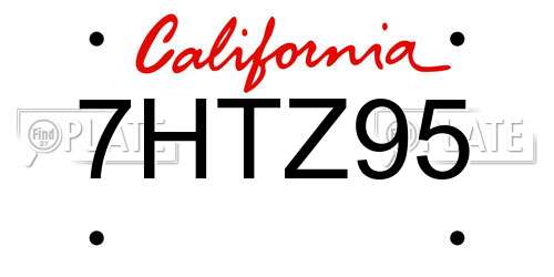 7HTZ95 California License Plate