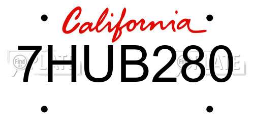 7HUB280 California License Plate