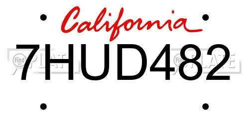 7HUD482 California License Plate