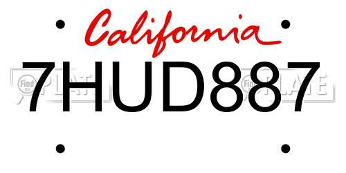 7HUD887 California License Plate