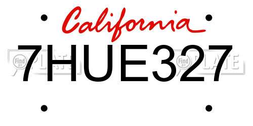 7HUE327 California License Plate