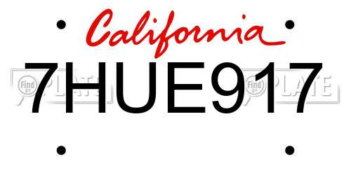 7HUE917 California License Plate
