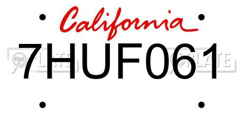 7HUF061 California License Plate