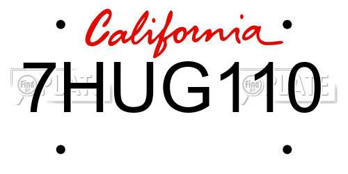 7HUG110 California License Plate