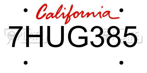 7HUG385 California License Plate