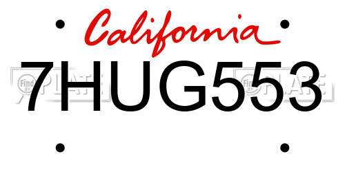 7HUG553 California License Plate
