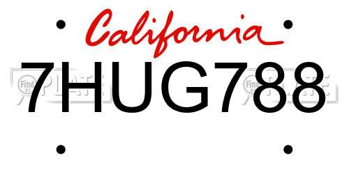 7HUG788 California License Plate