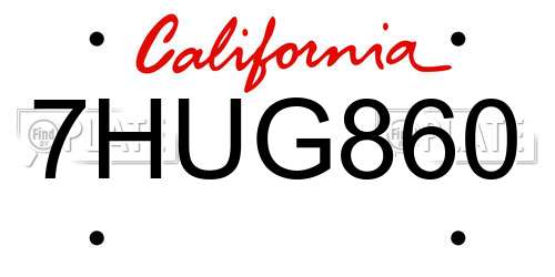 7HUG860 California License Plate