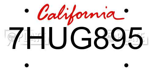 7HUG895 California License Plate