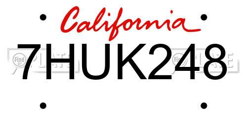 7HUK248 California License Plate