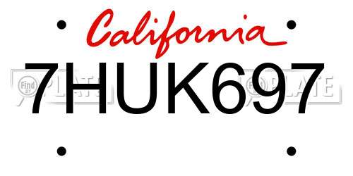 7HUK697 California License Plate