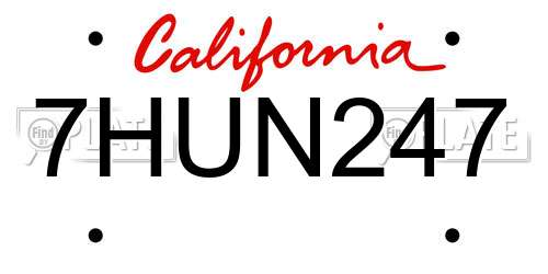 7HUN247 California License Plate