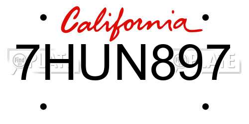 7HUN897 California License Plate