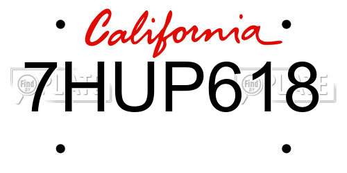 7HUP618 California License Plate
