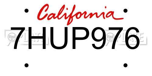 7HUP976 California License Plate