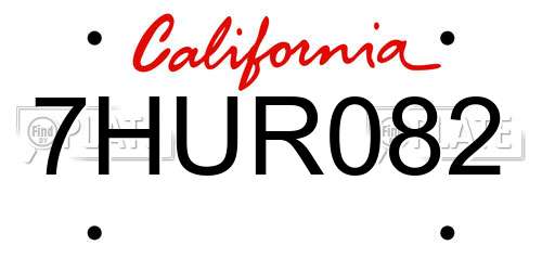 7HUR082 California License Plate