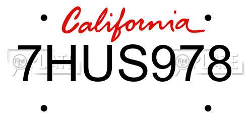 7HUS978 California License Plate