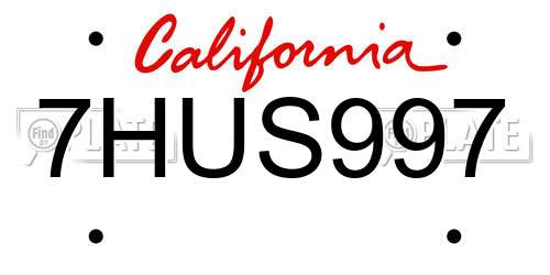 7HUS997 California License Plate